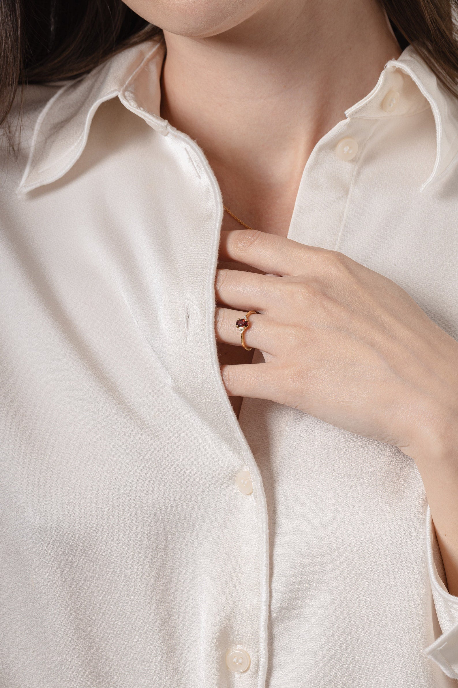 6x4mm Cluster Garnet Engagement Ring, Cluster Diamond Ring, Prong Set Oval Garnet Wedding Ring, January Birthstone Gift